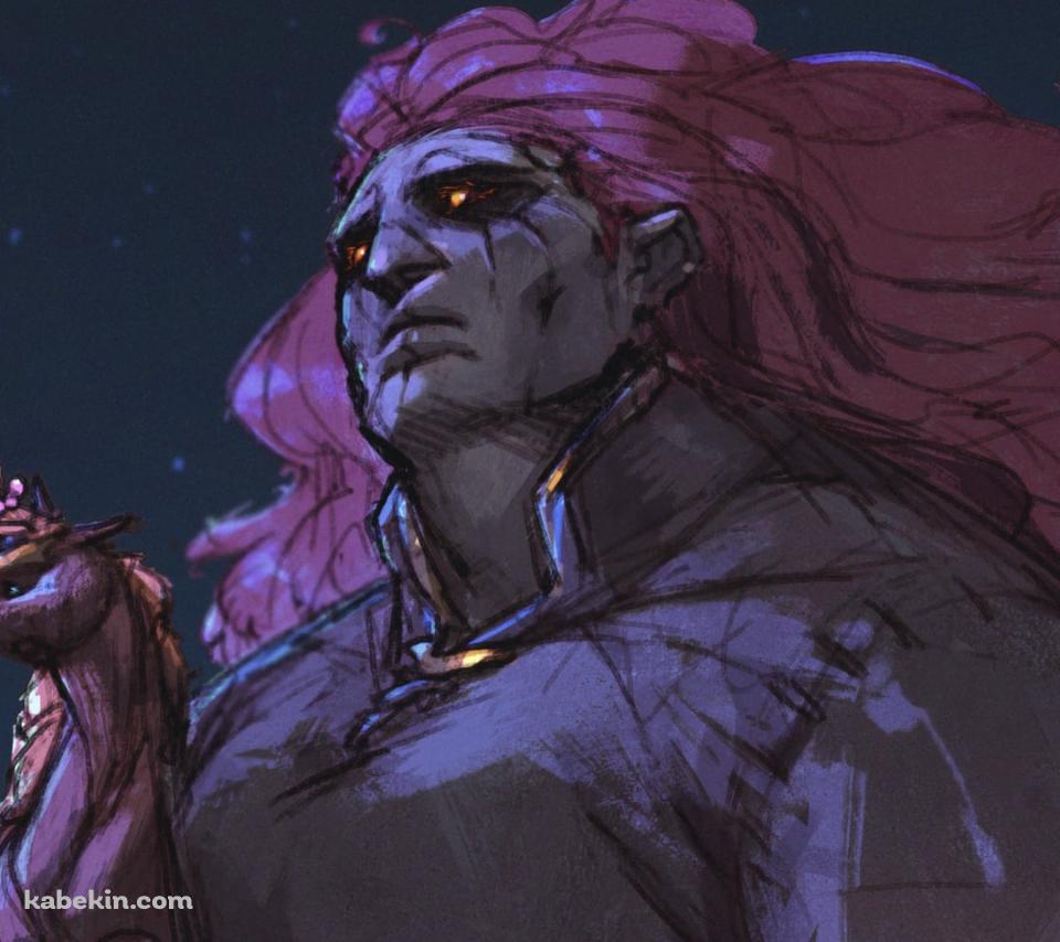 星空とスタースカージ・ラーダーン / 星砕きのラダーン / Starscourge Radahn / エルデンリングのAndroidの壁紙(960px x 854px) スマホ用