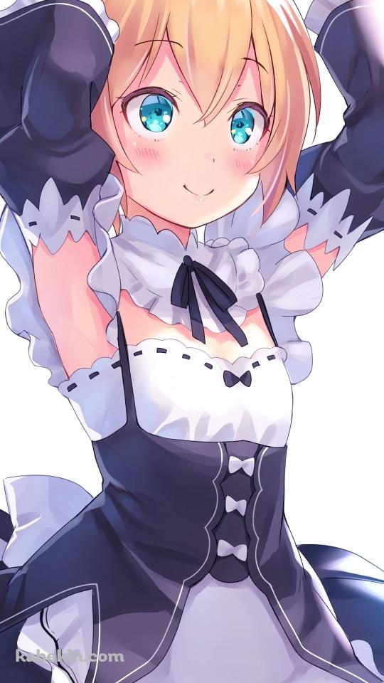 頭の上の赤いリボンを触るペトラ・レイテ / Re:ゼロから始まる異世界生活のAndroidの壁紙(540px x 960px) スマホ用