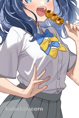 みたらし団子を食べる八奈見杏菜 / 負けヒロインが多すぎる!のAndroidの壁紙(320px x 480px) スマホ用