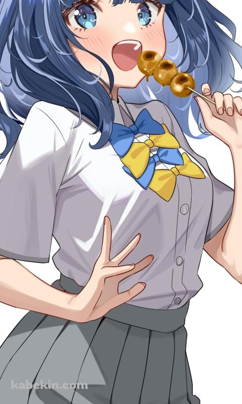 みたらし団子を食べる八奈見杏菜 / 負けヒロインが多すぎる!のAndroidの壁紙(480px x 800px) スマホ用