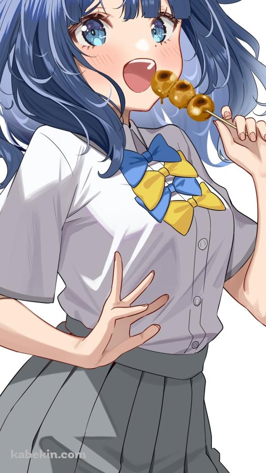 みたらし団子を食べる八奈見杏菜 / 負けヒロインが多すぎる!のAndroidの壁紙(540px x 960px) スマホ用
