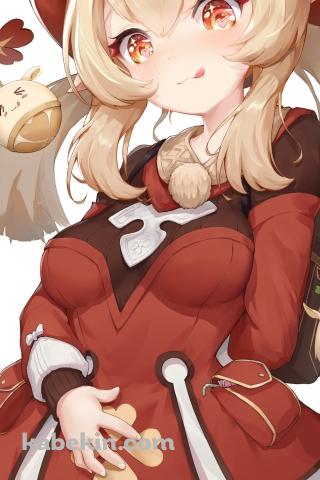 舌を出す可愛いクレー / 原神のAndroidの壁紙(320px x 480px) スマホ用
