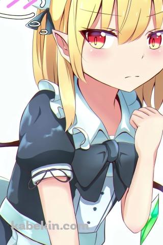 恥ずかしそうなフランドール・スカーレット / 東方のAndroidの壁紙(320px x 480px) スマホ用
