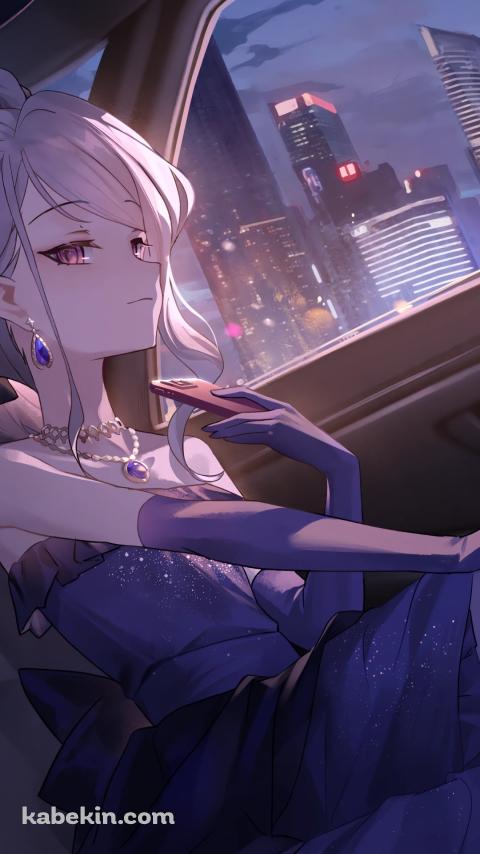 車の後部座席に座ったドレスを着た空崎ヒナ / ブルーアーカイブのAndroidの壁紙(480px x 854px) スマホ用