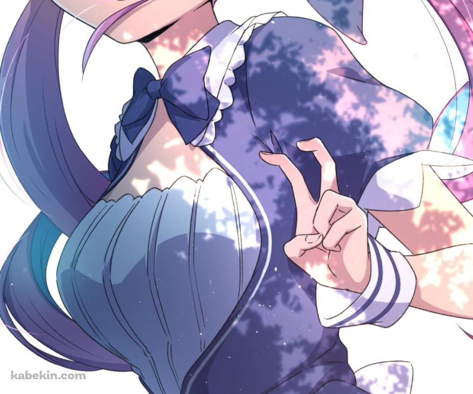 左手でピースをする笑顔の湊あくあ / ホロライブ / バーチャルYouTuberのAndroidの壁紙(960px x 800px) スマホ用
