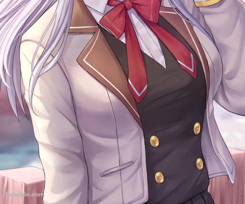 桜の花と制服を着たアリサ・ミハイロヴナ・九条 / 時々ボソッとロシア語でデレる隣のアーリャさんのAndroidの壁紙(960px x 800px) スマホ用