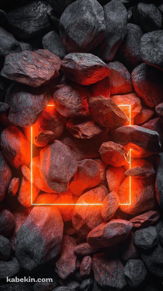 河原の石 / 赤く光る四角のAndroidの壁紙(540px x 960px) スマホ用