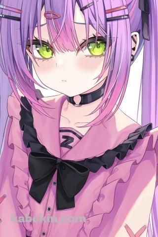 ピンクの服を着た常闇トワ / トワ様 / 可愛い / ツインテール / ホロライブ / バーチャルYouTuberのAndroidの壁紙(320px x 480px) スマホ用