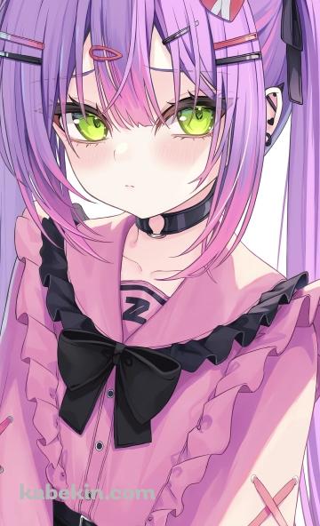ピンクの服を着た常闇トワ / トワ様 / 可愛い / ツインテール / ホロライブ / バーチャルYouTuberのAndroidの壁紙(360px x 592px) スマホ用