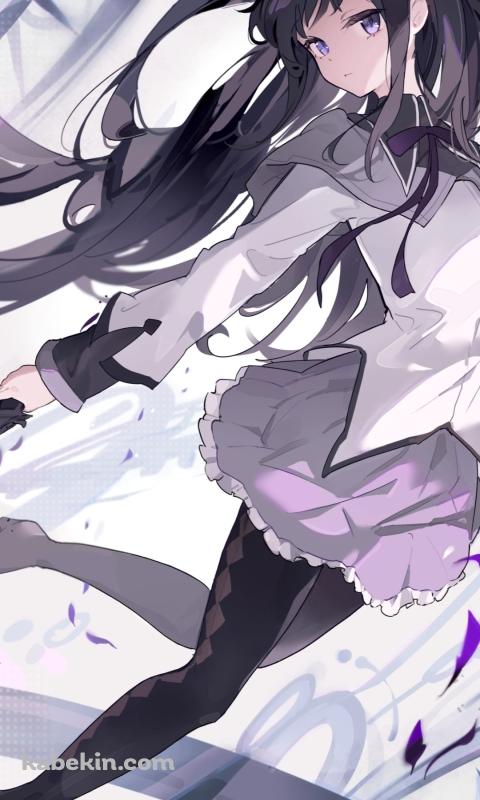 時計と浮遊する暁美ほむら / 魔法少女まどか☆マギカのAndroidの壁紙(480px x 800px) スマホ用