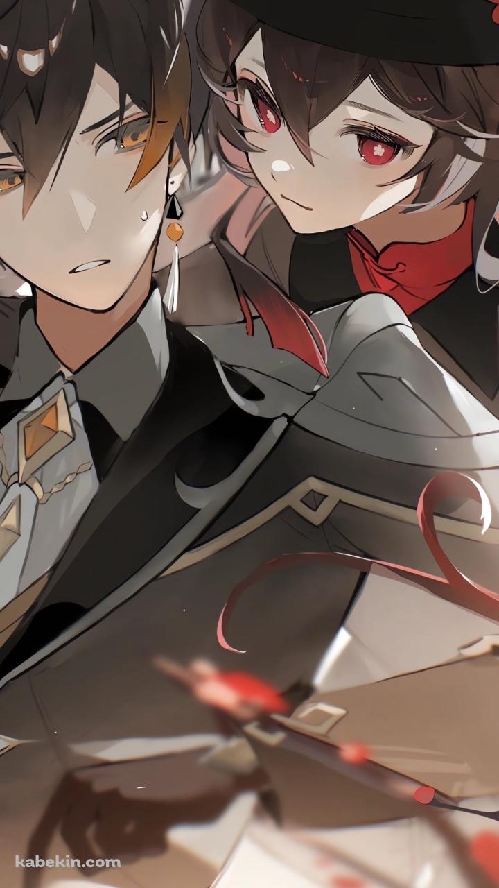 寄り添う胡桃と鍾離 / 原神のAndroidの壁紙(720px x 1280px) スマホ用