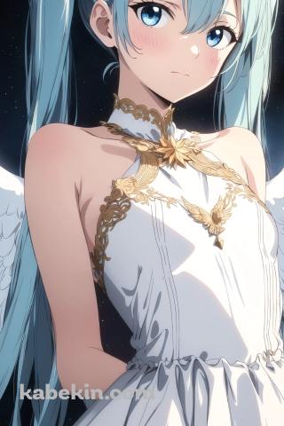 天使の羽をつけた可愛い初音ミク / ボカロのAndroidの壁紙(320px x 480px) スマホ用