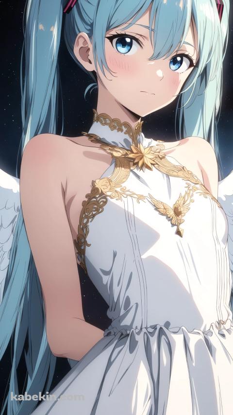 天使の羽をつけた可愛い初音ミク / ボカロのAndroidの壁紙(480px x 854px) スマホ用