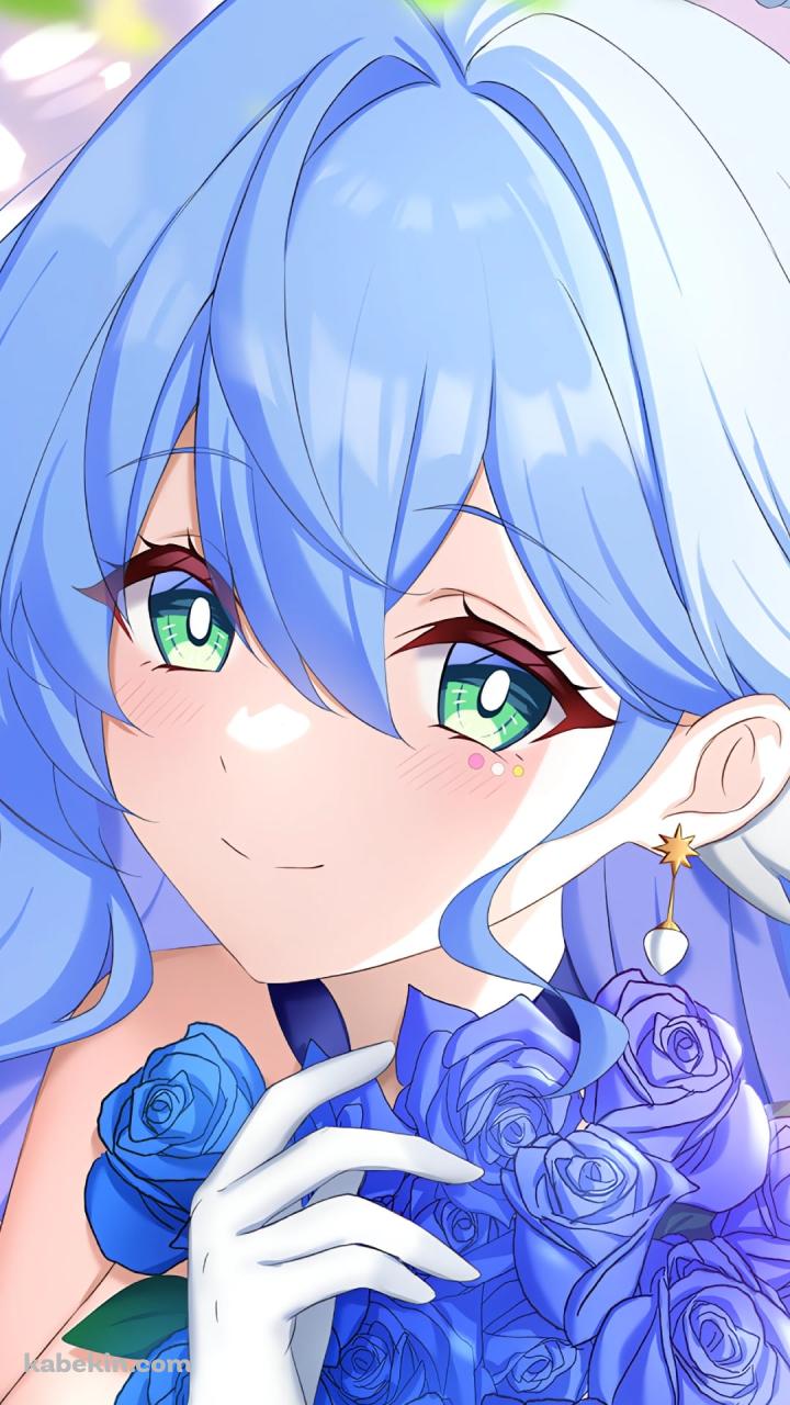青い薔薇の花束とロビン / 崩壊:スターレイルのAndroidの壁紙(720px x 1280px) スマホ用
