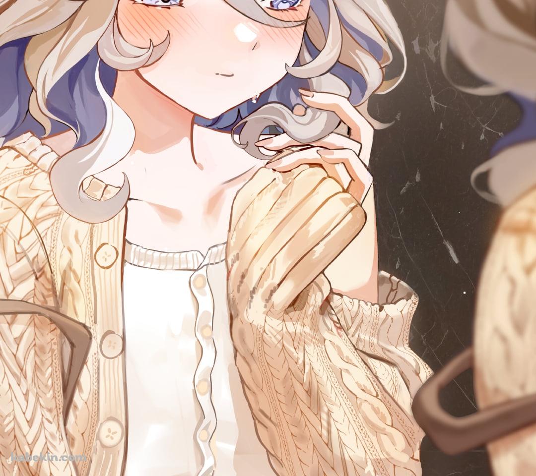 鏡の前で髪をいじるフリーナ / 原神のAndroidの壁紙(1080px x 960px) スマホ用