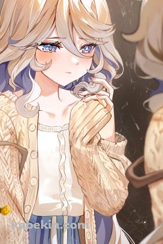 鏡の前で髪をいじるフリーナ / 原神のAndroidの壁紙(320px x 480px) スマホ用