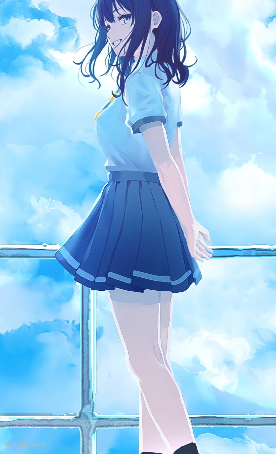 外階段の踊り場で振り返る八奈見杏菜 / 青空 / 負けヒロインが多すぎる!のAndroidの壁紙(1080px x 1776px) スマホ用