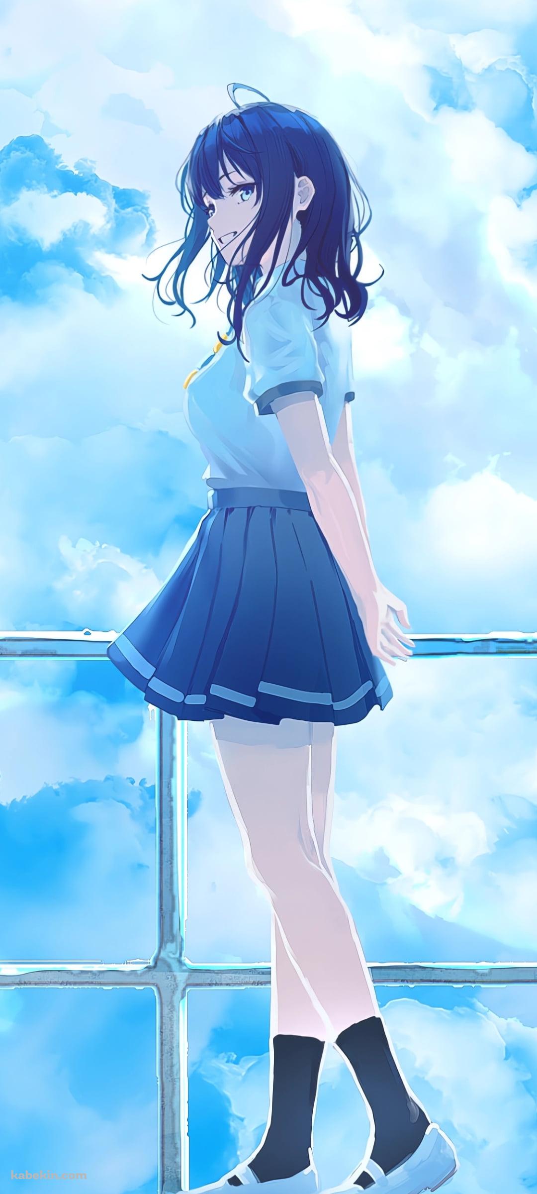 外階段の踊り場で振り返る八奈見杏菜 / 青空 / 負けヒロインが多すぎる!のAndroidの壁紙(1080px x 2400px) スマホ用