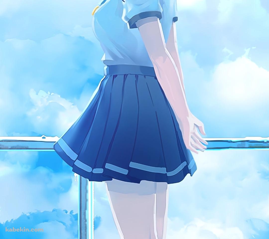 外階段の踊り場で振り返る八奈見杏菜 / 青空 / 負けヒロインが多すぎる!のAndroidの壁紙(1080px x 960px) スマホ用