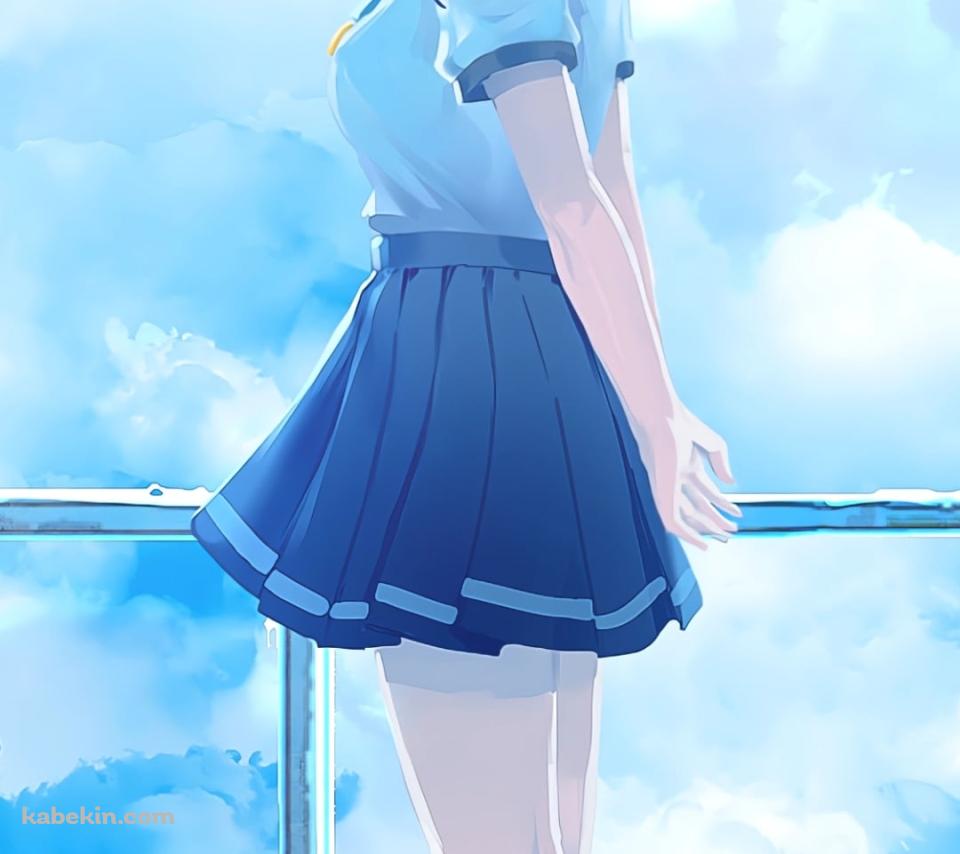 外階段の踊り場で振り返る八奈見杏菜 / 青空 / 負けヒロインが多すぎる!のAndroidの壁紙(960px x 854px) スマホ用