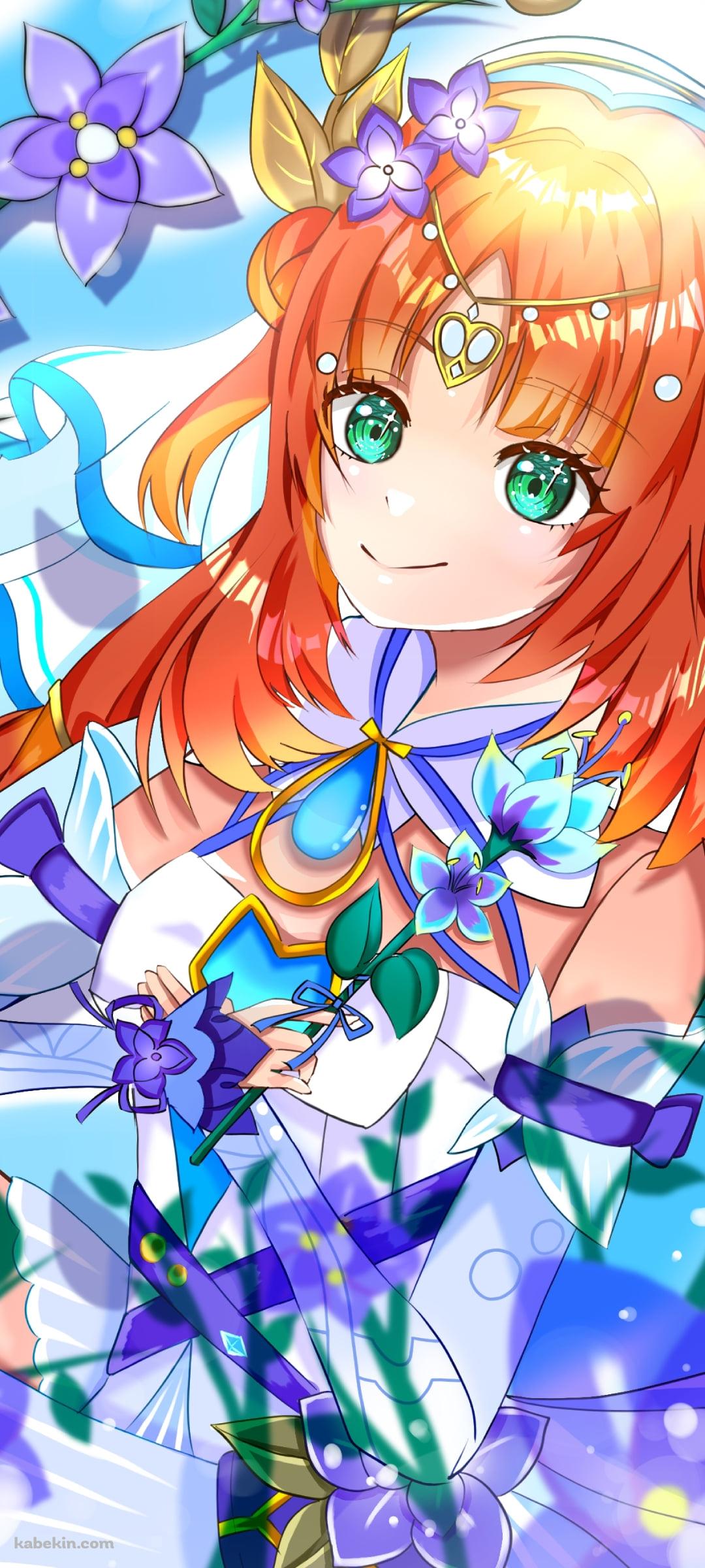 紫の花とニィロウ / 東風はこぶ花の吐息 / 原神のAndroidの壁紙(1080px x 2400px) スマホ用