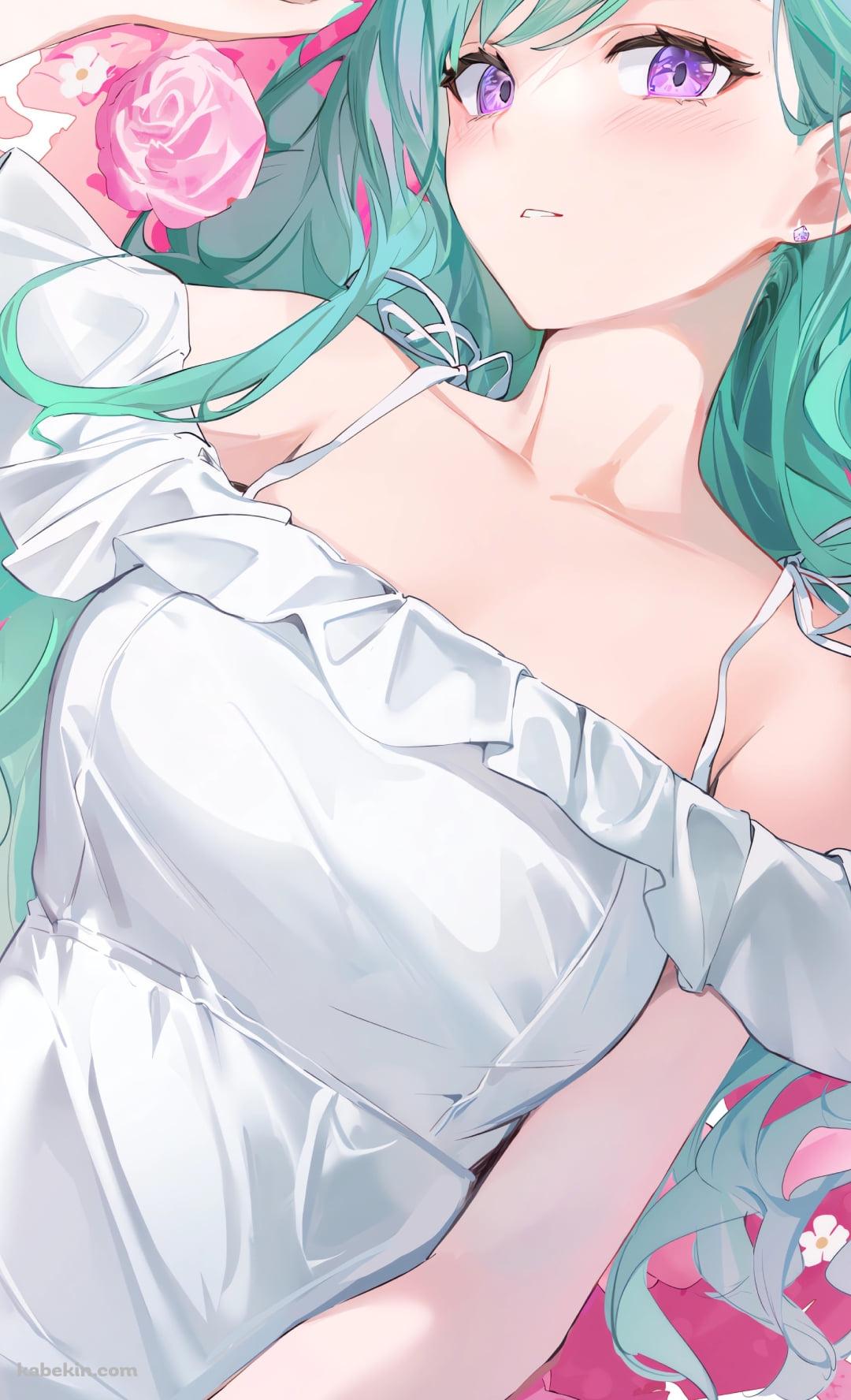 ピンクの薔薇と白いドレスを着た八雲べに / ぶいすぽっ！ / バーチャルYouTuberのAndroidの壁紙(1080px x 1776px) スマホ用