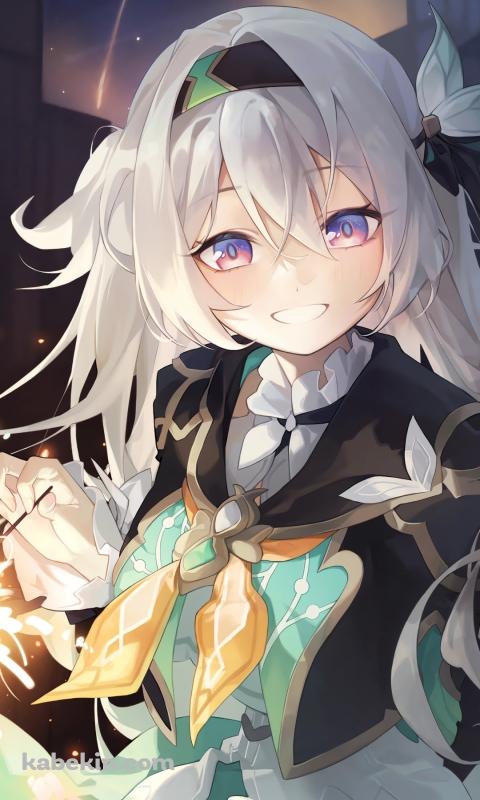 夜 線香花火を持つ笑顔のホタル / 崩壊:スターレイルのAndroidの壁紙(480px x 800px) スマホ用