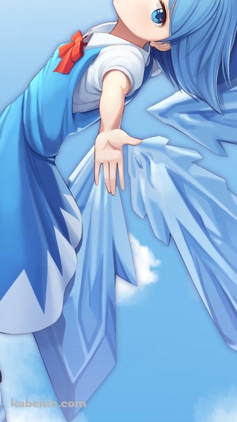 空を飛ぶチルノ / 可愛い / 東方のAndroidの壁紙(480px x 854px) スマホ用