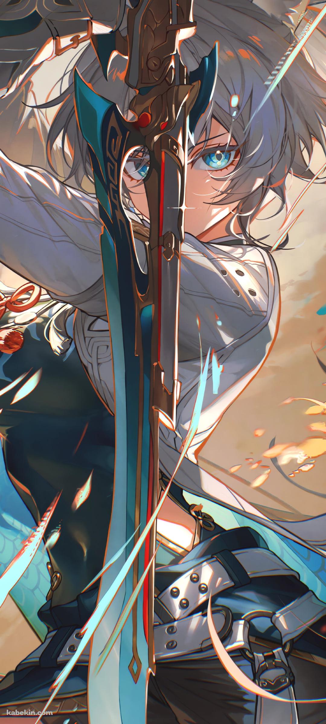 剣をかまえるかっこいい飛霄(ひしょう) / 崩壊スターレイルのAndroidの壁紙(1080px x 2400px) スマホ用