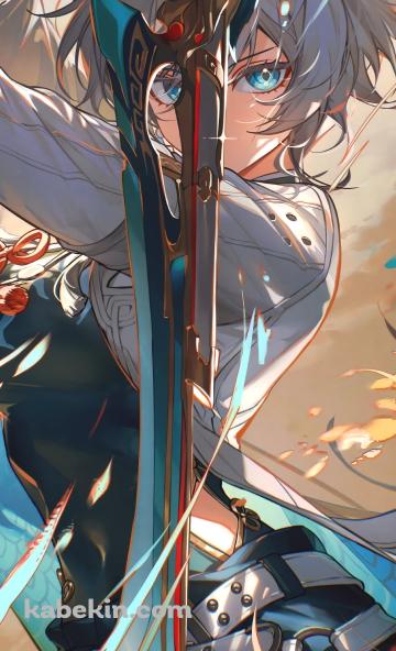 剣をかまえるかっこいい飛霄(ひしょう) / 崩壊スターレイルのAndroidの壁紙(360px x 592px) スマホ用