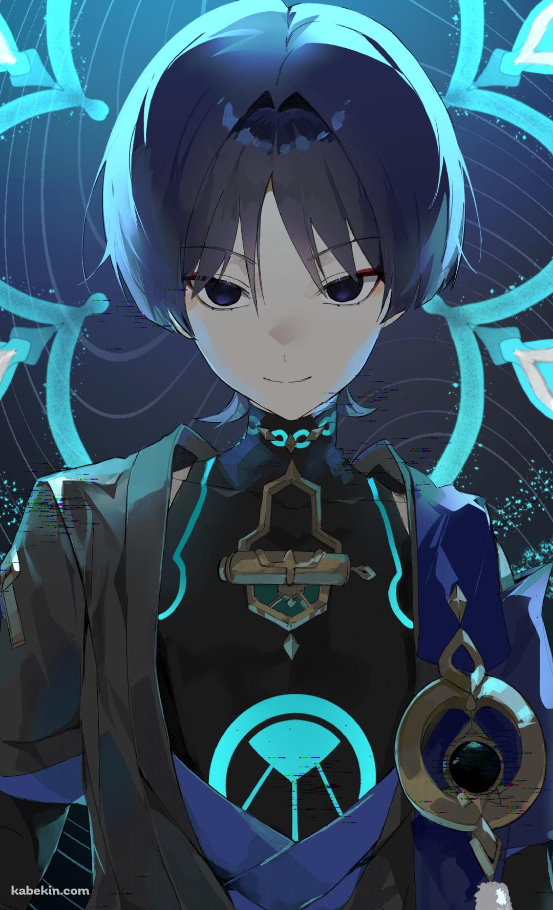 青い光を浴びるスカラマシュ / 放浪者 / 原神のAndroidの壁紙(1080px x 1776px) スマホ用