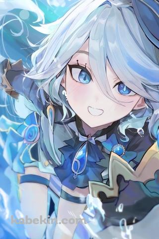 海を泳ぐフリーナ / 原神のAndroidの壁紙(320px x 480px) スマホ用