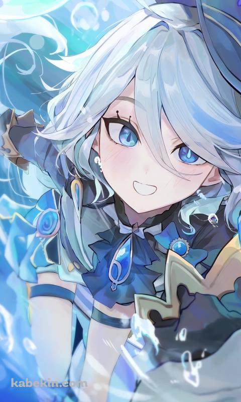 海を泳ぐフリーナ / 原神のAndroidの壁紙(480px x 800px) スマホ用
