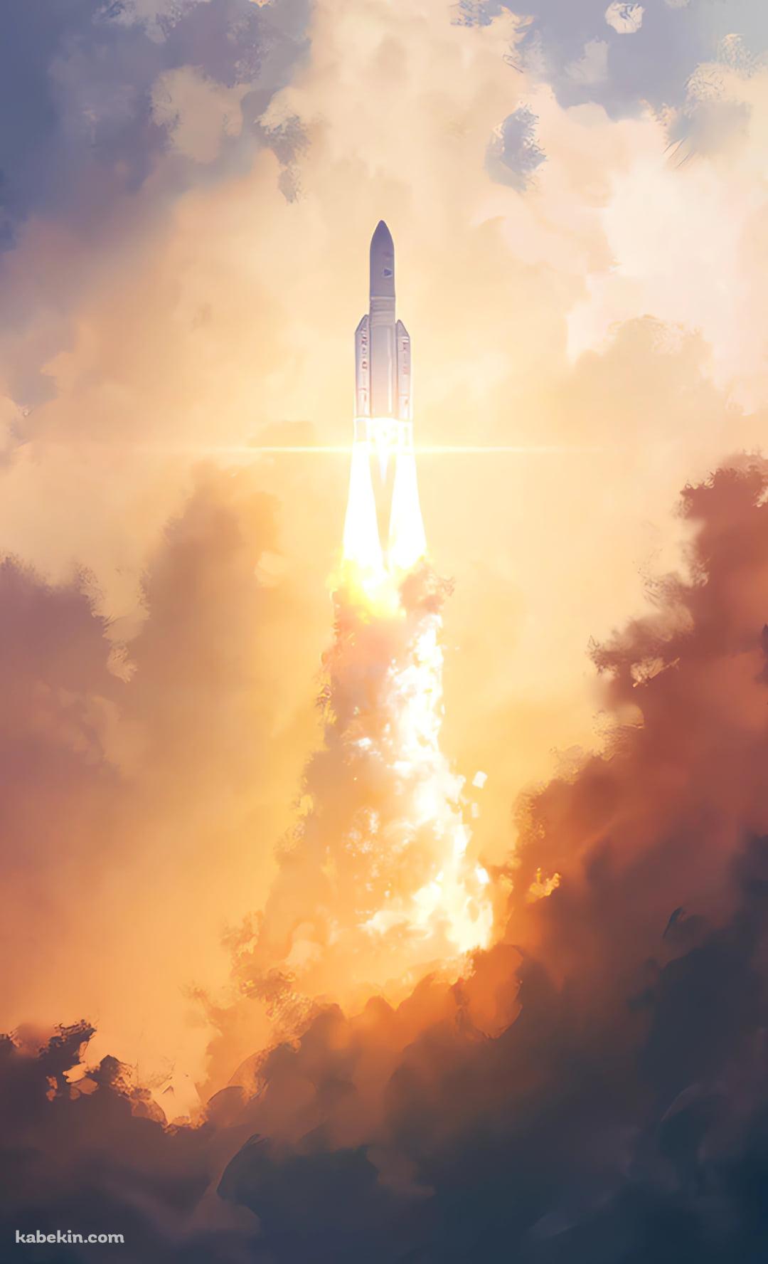 噴煙上げて発射する白いロケットのAndroidの壁紙(1080px x 1776px) スマホ用