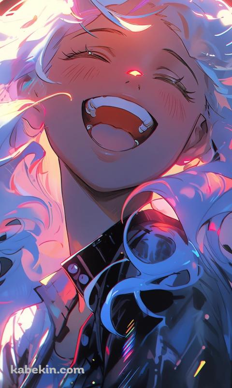 黒いジャケットを着た笑顔の女性のAndroidの壁紙(480px x 800px) スマホ用
