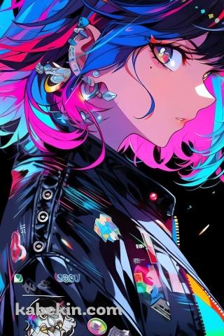 こちらを見つめる黒いジャケットを着た女性のAndroidの壁紙(320px x 480px) スマホ用