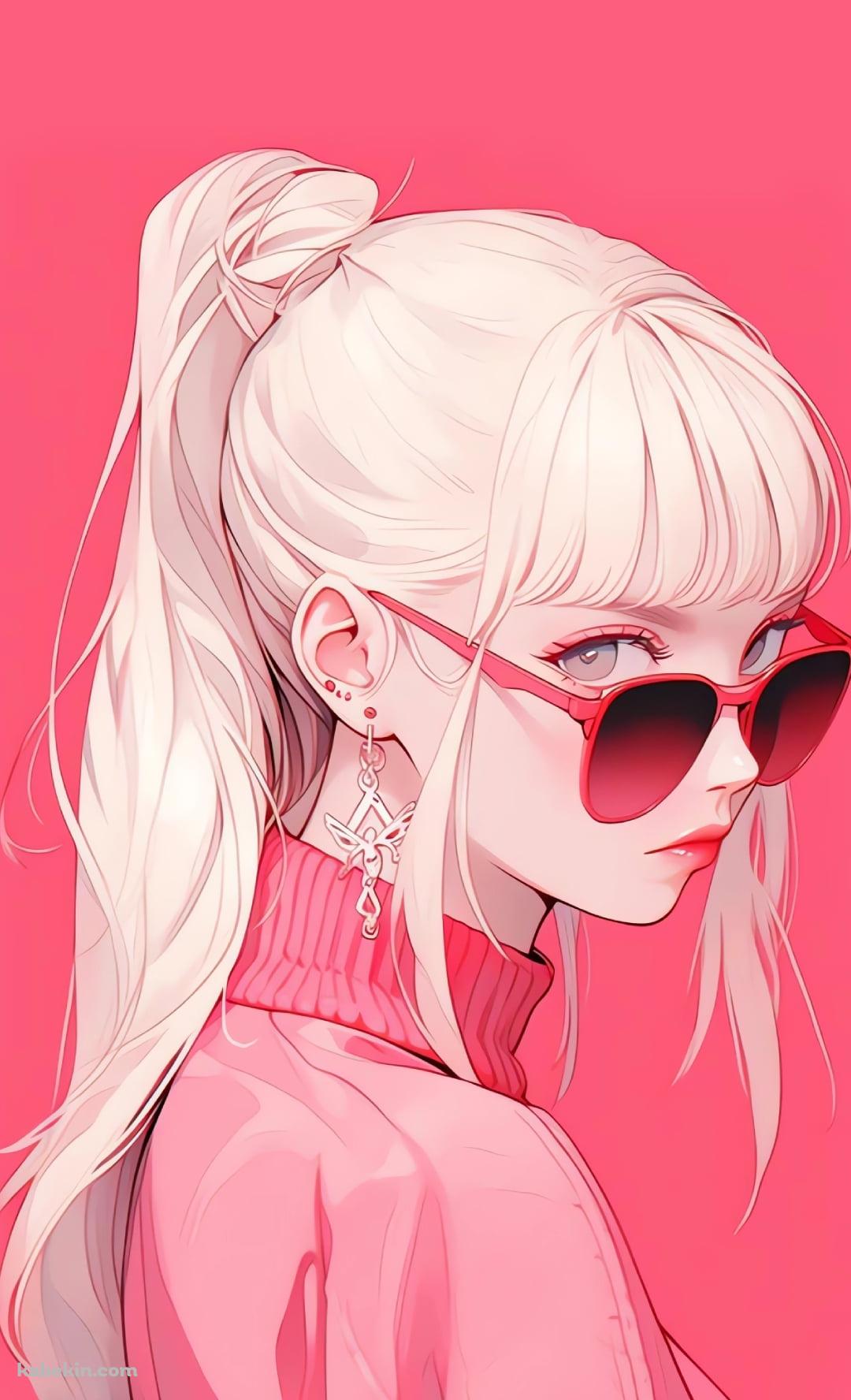 赤いグラサンをかけた白髪の女性 / 美人のAndroidの壁紙(1080px x 1776px) スマホ用