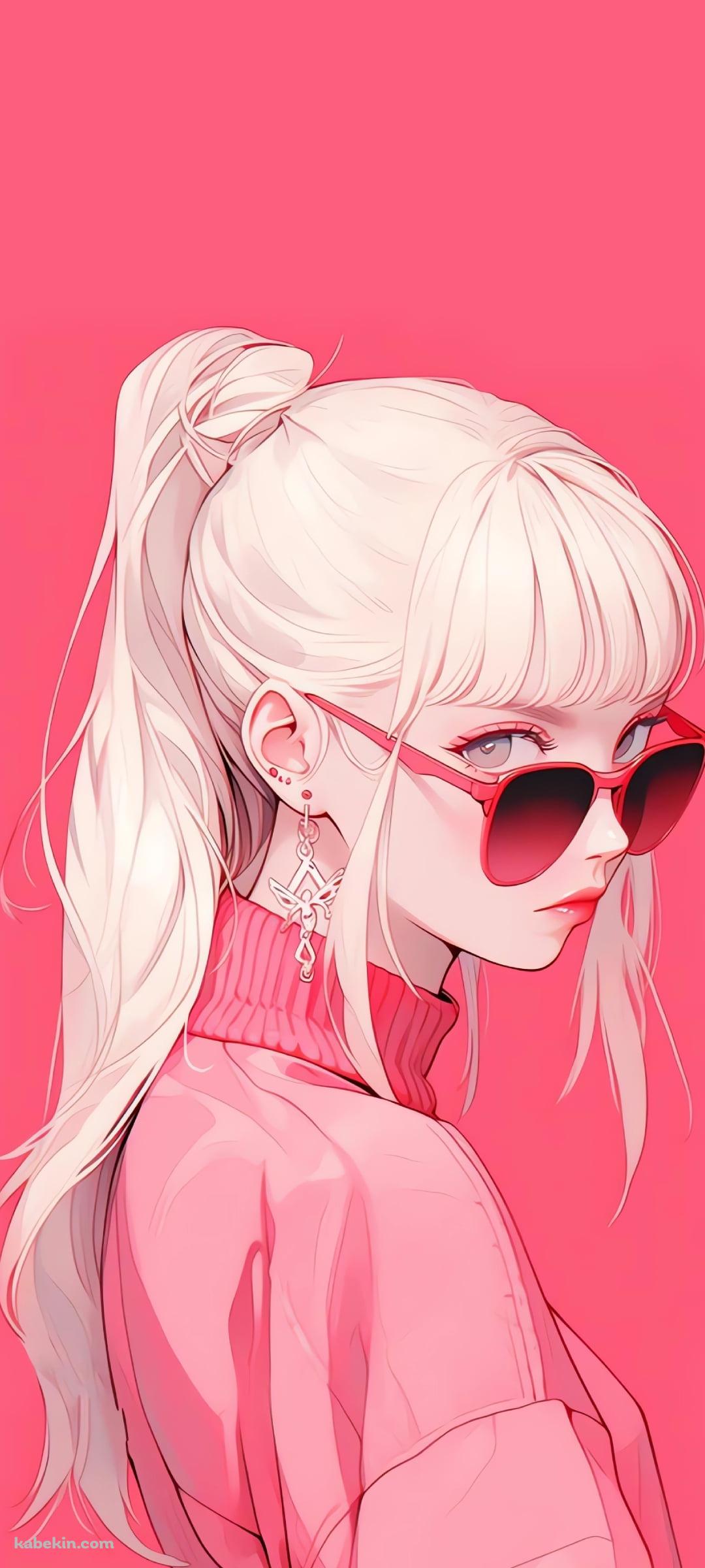 赤いグラサンをかけた白髪の女性 / 美人のAndroidの壁紙(1080px x 2400px) スマホ用