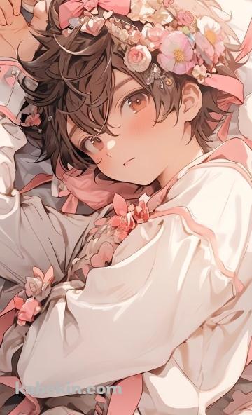 白いベッドに寝る兎耳を付けたボーイッシュな女の子のAndroidの壁紙(360px x 592px) スマホ用
