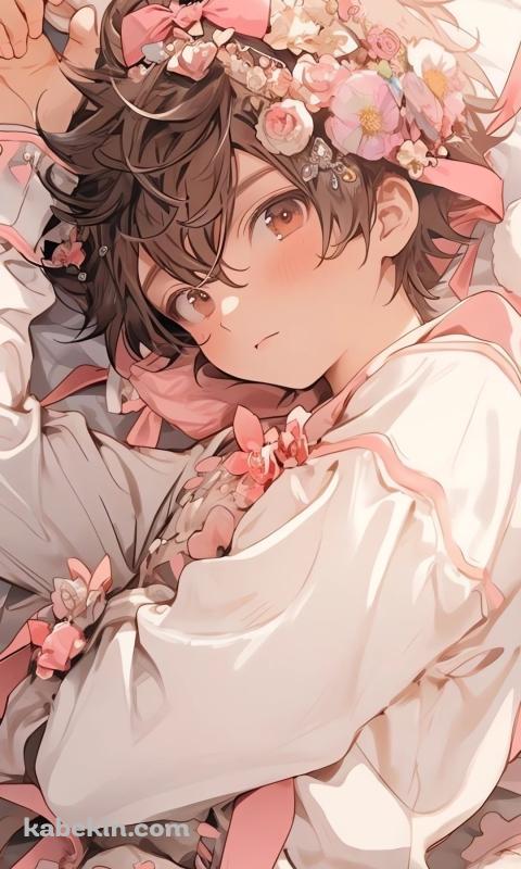 白いベッドに寝る兎耳を付けたボーイッシュな女の子のAndroidの壁紙(480px x 800px) スマホ用