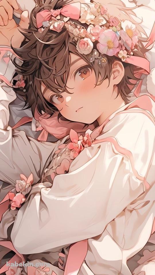 白いベッドに寝る兎耳を付けたボーイッシュな女の子のAndroidの壁紙(540px x 960px) スマホ用