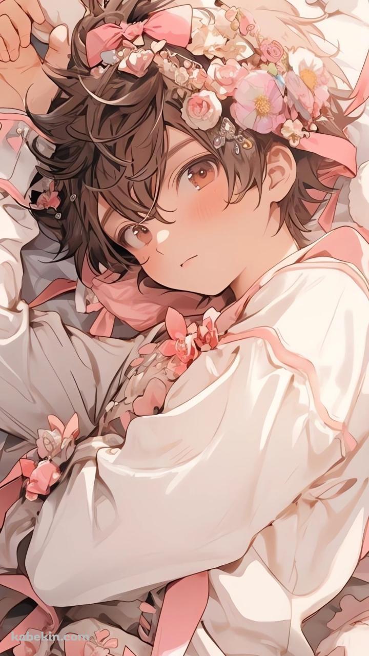 白いベッドに寝る兎耳を付けたボーイッシュな女の子のAndroidの壁紙(720px x 1280px) スマホ用