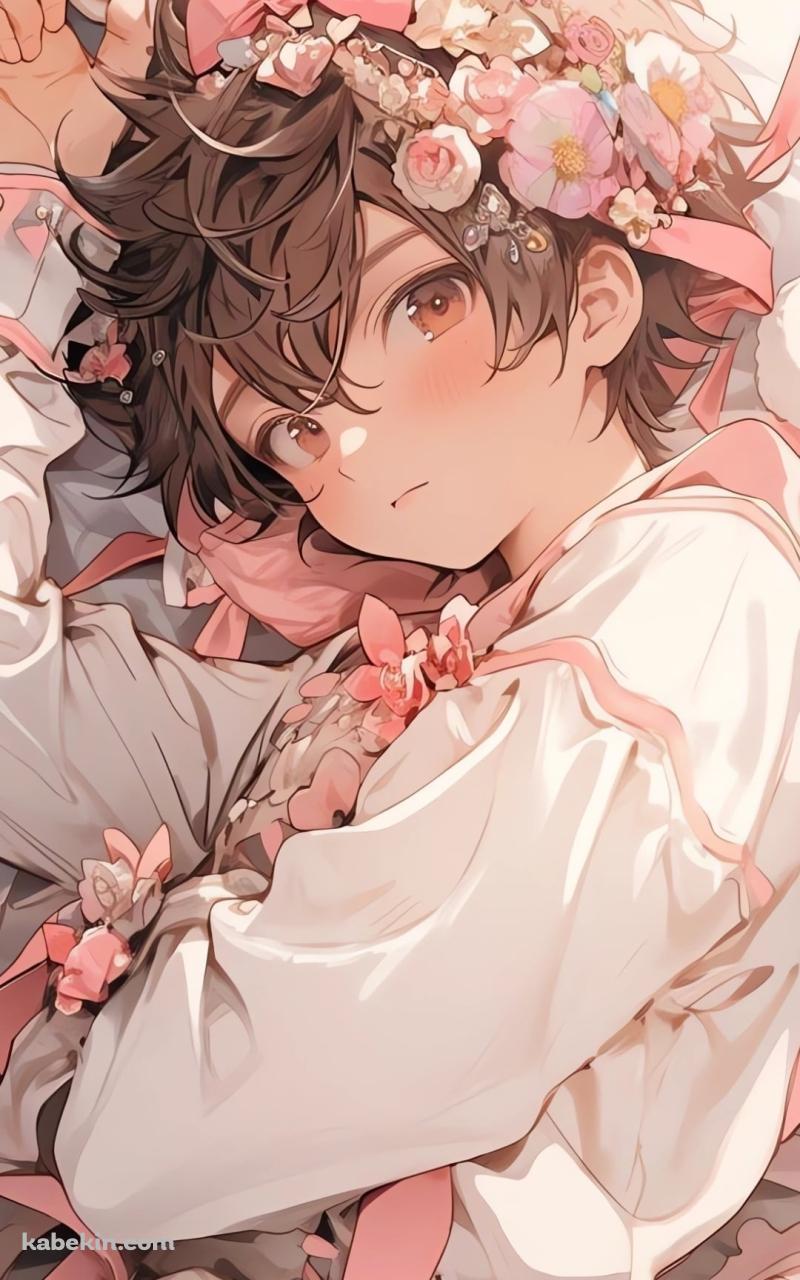 白いベッドに寝る兎耳を付けたボーイッシュな女の子のAndroidの壁紙(800px x 1280px) スマホ用