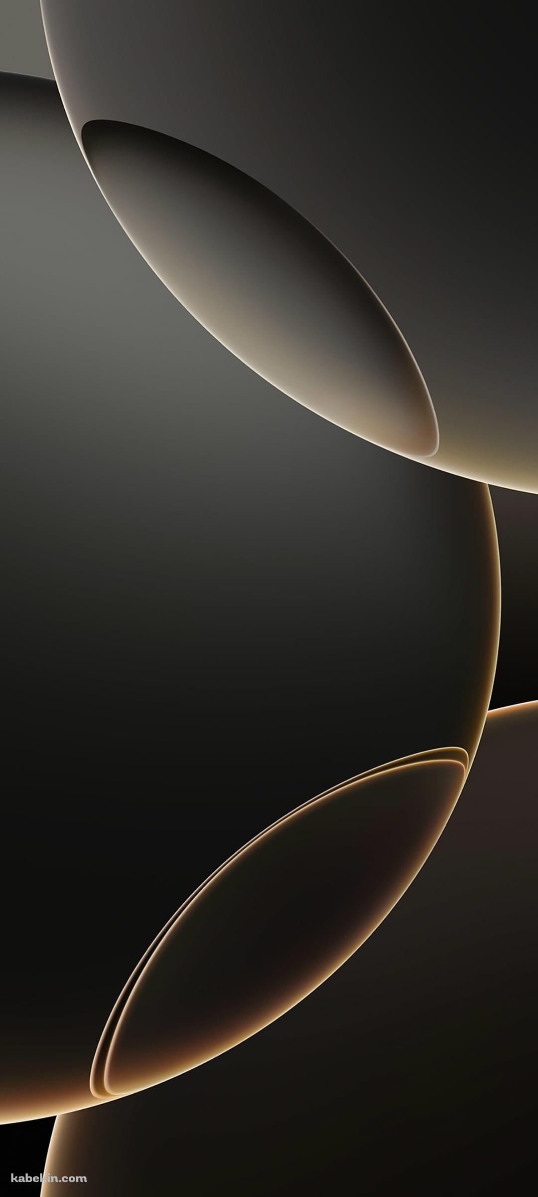 黒い楕円と金色の光のAndroidの壁紙(1080px x 2400px) スマホ用