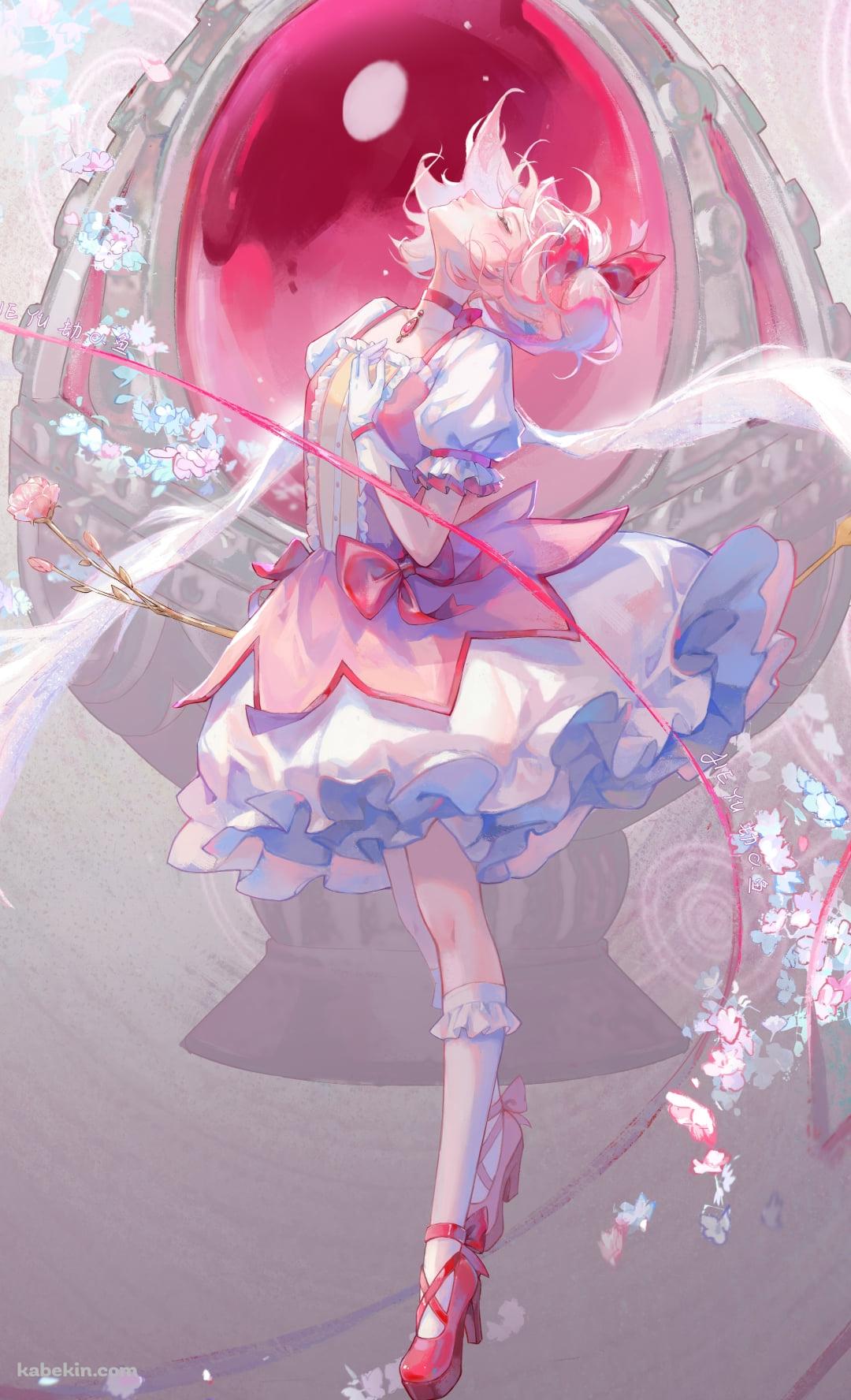 赤い宝石と目をつぶる鹿目まどか / 魔法少女まどか☆マギカのAndroidの壁紙(1080px x 1776px) スマホ用