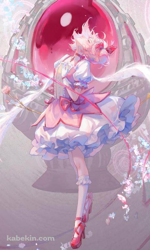 赤い宝石と目をつぶる鹿目まどか / 魔法少女まどか☆マギカのAndroidの壁紙(480px x 800px) スマホ用