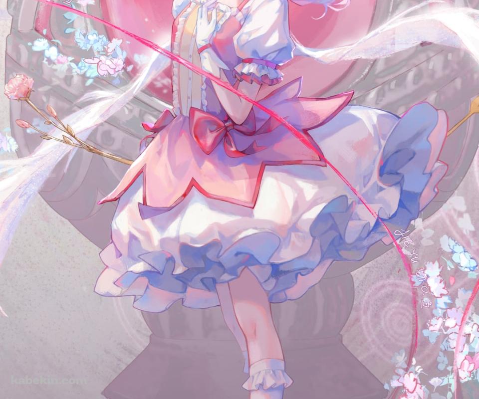 赤い宝石と目をつぶる鹿目まどか / 魔法少女まどか☆マギカのAndroidの壁紙(960px x 800px) スマホ用