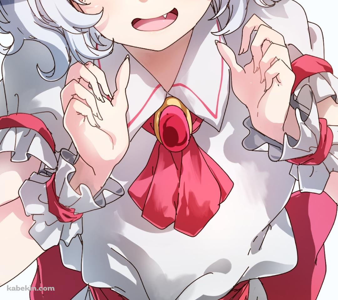 両手を前に出した白い服を着たレミリア・スカーレット / 東方のAndroidの壁紙(1080px x 960px) スマホ用