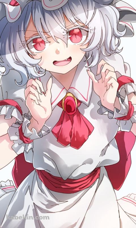 両手を前に出した白い服を着たレミリア・スカーレット / 東方のAndroidの壁紙(480px x 800px) スマホ用