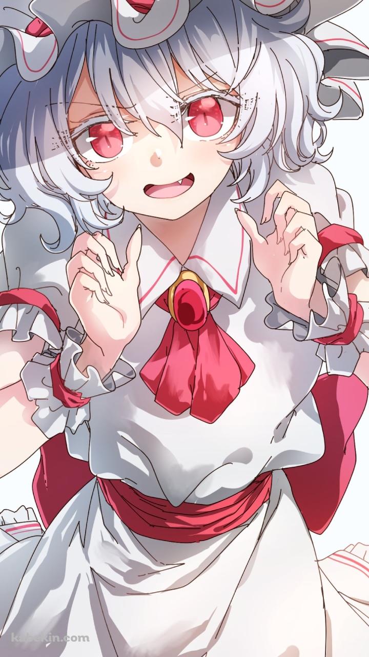 両手を前に出した白い服を着たレミリア・スカーレット / 東方のAndroidの壁紙(720px x 1280px) スマホ用
